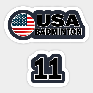 USA Badminton Number 11 T-shirt Design Sticker